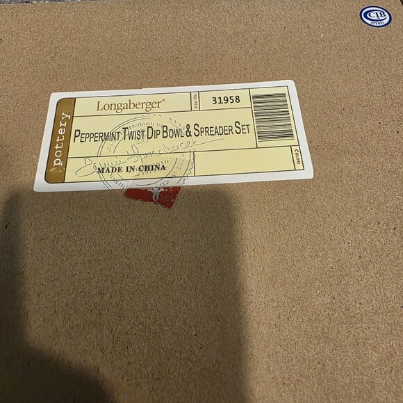Longaberger Peppermint Twist Dip Bowl & Spreader Set‎ Christmas Candy Decor NIB - Picture 11 of 11